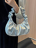 Жіноча сумка 6072 багет сіра срібляста, фото 2