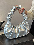 Жіноча сумка 6072 багет сіра срібляста, фото 5