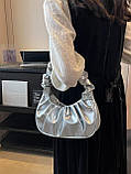 Жіноча сумка 6072 багет сіра срібляста, фото 6