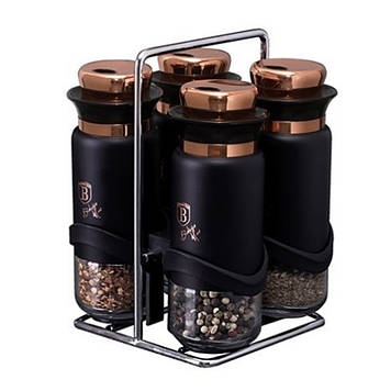 Набір із 4 банок для спецій із підставкою Berlinger Haus Black Rose Collection BH 1999