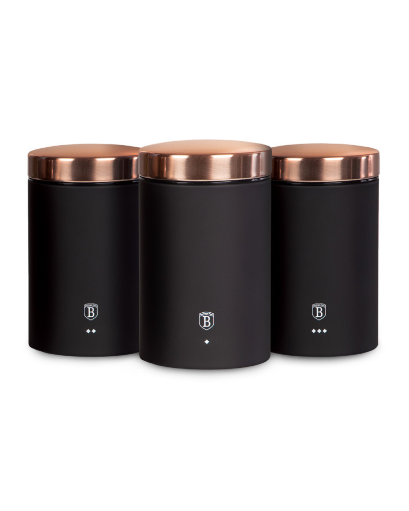 Набір ємностей для зберігання 3 пр матові з нержавіючої сталі Berlinger Haus BLACK ROSE Collection BH 1734, фото 1