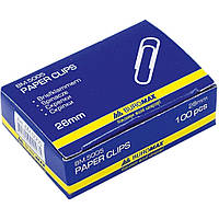 Популярний! Скріпки канцелярські Buromax 28 мм, nickel-plated, rounded, 100 шт (BM.5005) - Краща якість тільки на Nukleon.com.ua