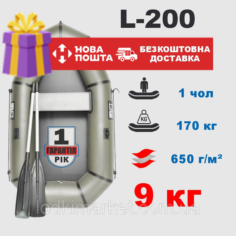 Човен надувний пвх одномісний PROFI L-200, фото 1