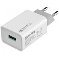 Оригінал! Зарядний пристрій ColorWay 1USB Quick Charge 3.0 (18W) (CW-CHS013Q-WT) - Вища Якість!