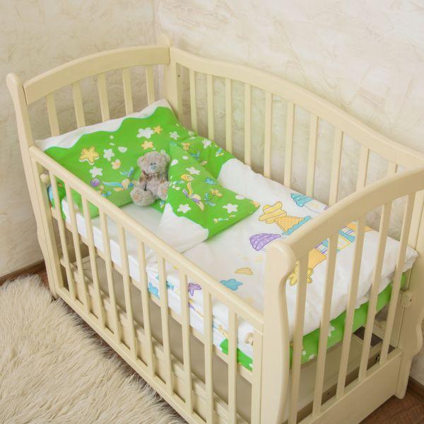 Комплект дитячої постільної білизни "Замок" Поплін Betis Зелений з принтом, фото 1