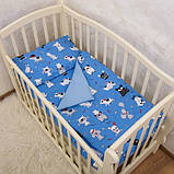 Комплект дитячої постільної білизни "Веселі звірята" Поплін Betis Блакитний з принтом, фото 2