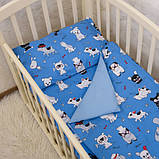 Комплект дитячої постільної білизни "Веселі звірята" Поплін Betis Блакитний з принтом, фото 3