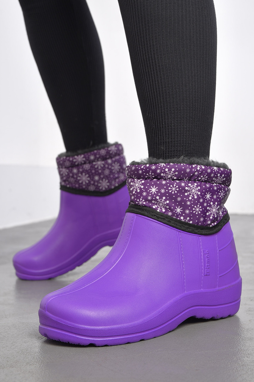 Дутики жіночі на хутрі фіолетового кольору 184842T Безкоштовна доставка, фото 1