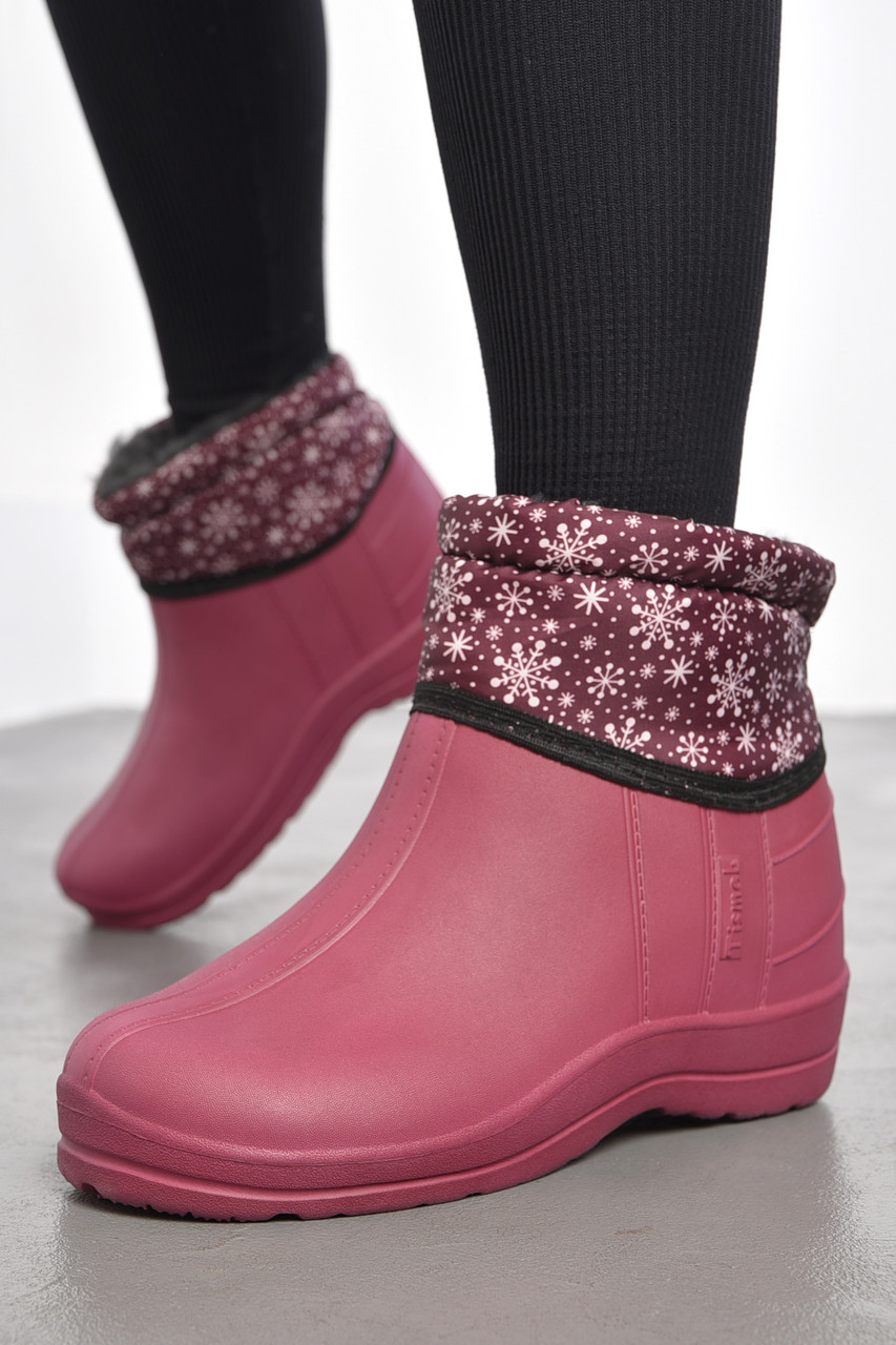 Дутики жіночі на хутрі бордового кольору 184859T Безкоштовна доставка, фото 1