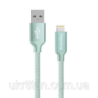 Оригінал! Дата кабель USB 2.0 AM to Lightning 2.0m mint ColorWay (CW-CBUL007-MT) - Вища Якість!, фото 1