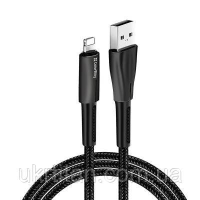 Оригінал! Дата кабель USB 2.0 AM to Lightning 1.0m zinc alloy + led black ColorWay (CW-CBUL035-BK) - Вища Якість!, фото 1