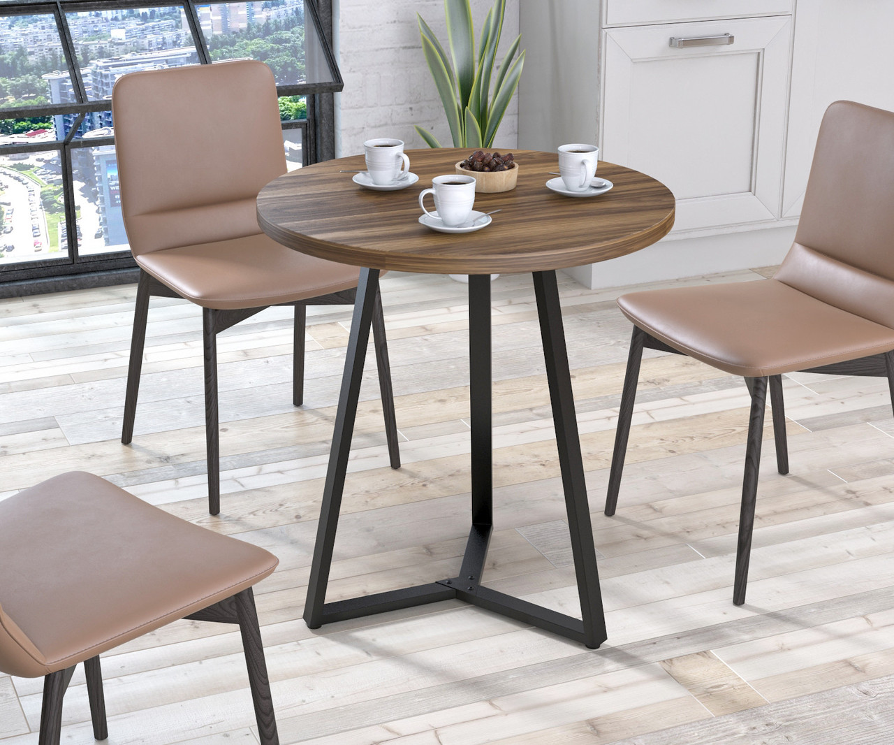 Круглий обідній стіл Трикс Loft Design Діаметр 70 см Горіх Модена