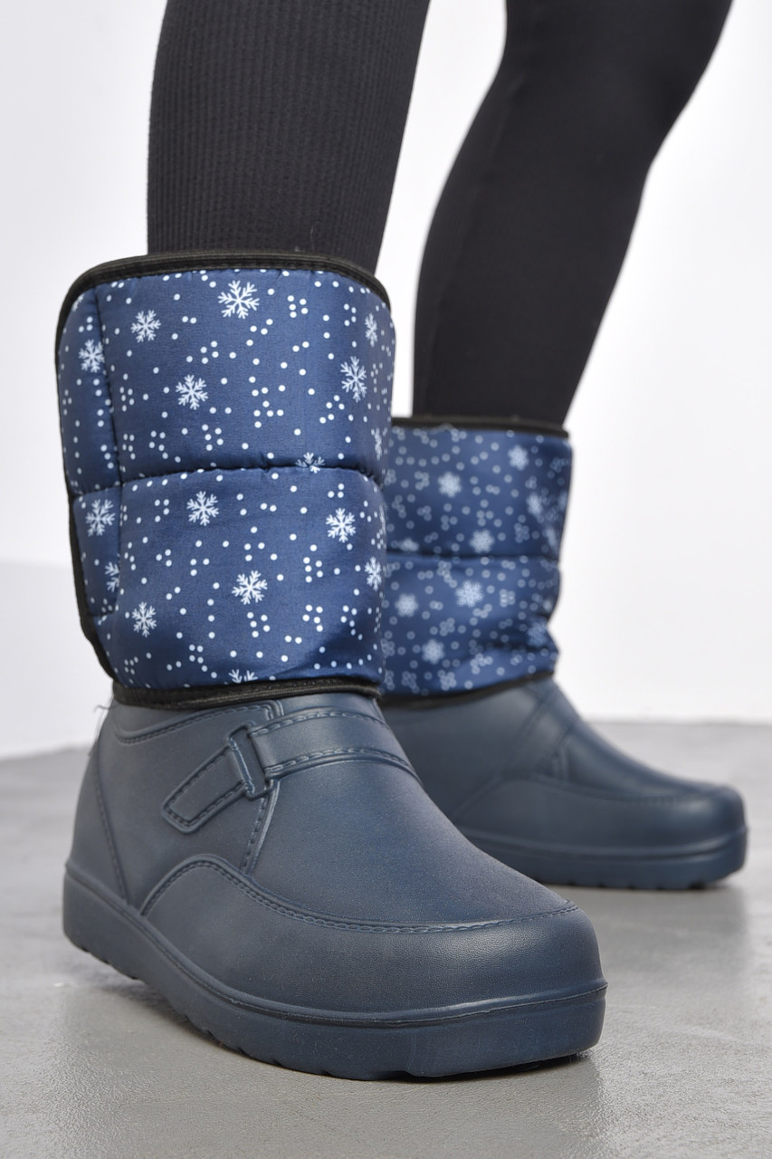 Дутики жіночі на хутрі синього кольору 185557T Безкоштовна доставка, фото 1