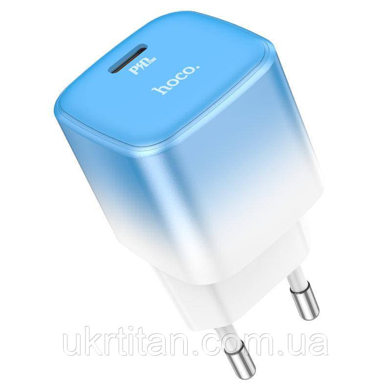Оригінал! Адаптер мережевий HOCO C101A Type-C, PD, 3A, 20 W, синій - Вища Якість!, фото 1