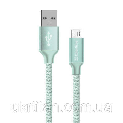 Оригінал! Дата кабель USB 2.0 AM to Micro 5P 2.0m mint ColorWay (CW-CBUM009-MT) - Вища Якість!, фото 1