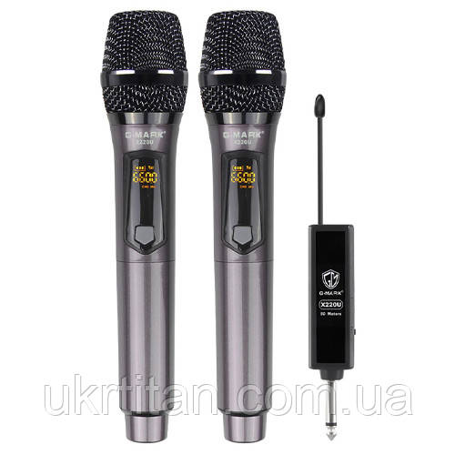 Оригінал! Караоке система, 2 бездротових динамічних мікрофона, G-Mark X220U - Вища Якість!