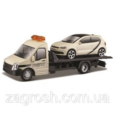 Promo Ціна! Спецтехніка Bburago автоперевізник з автомоделлю VW Polo (18-31403) - тільки на ZaGrosh.com.ua