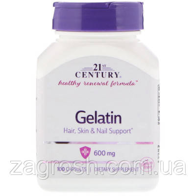 Promo Ціна! Вітамінно-мінеральний комплекс 21st Century Желатин, Gelatin, 600 мг, 100 капсул (CEN-22663) - тільки на