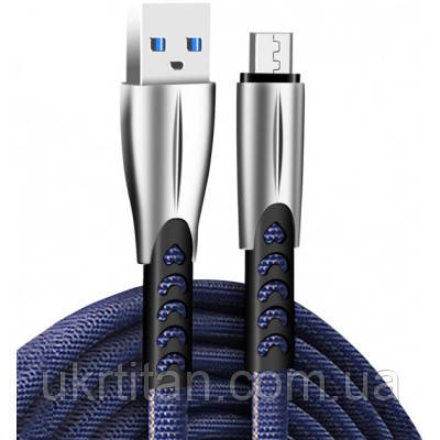 Оригінал! Дата кабель USB 2.0 AM to Micro 5P 1.0m zinc alloy blue ColorWay (CW-CBUM011-BL) - Вища Якість!, фото 1