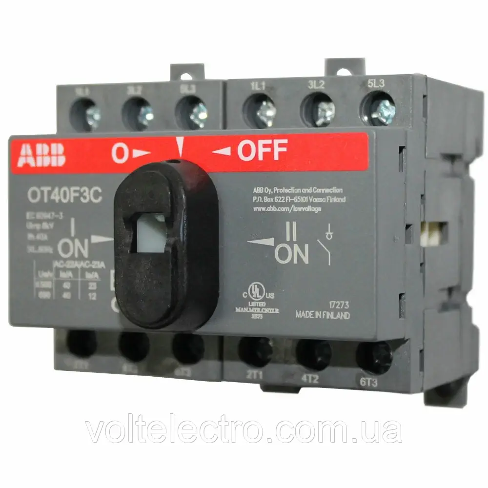 Перемикач навантаження  ABB 1-0-2 OT40F3C 40А 690В  із загальним виходом знизу 1SCA104913R1001, фото 1