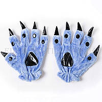 Перчатки Кигуруми Лапки с когтями Голубые, Голубой