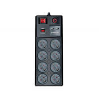 Оригінал! Мережевий фільтр живлення REAL-EL RS-8F USB CHARGE 3m, black (EL122300004) - Вища Якість!