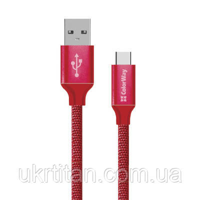 Оригінал! Дата кабель USB 2.0 AM to Type-C 2.0m red ColorWay (CW-CBUC008-RD) - Вища Якість!, фото 1