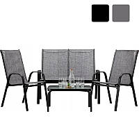 Садові меблі GardenLine SOFA Black Комплект стіл + крісла + диван для балкона тераси саду R_2341