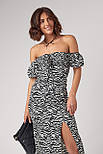 Силуетне плаття з відкритими плечима з візерунком під зебру — чорний колір, M (є розміри), фото 3