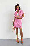 Костюм зі спідницею плісе та коротким жакетом — рожевий колір, L (є розміри), фото 5