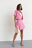 Костюм зі спідницею плісе та коротким жакетом — рожевий колір, L (є розміри), фото 8