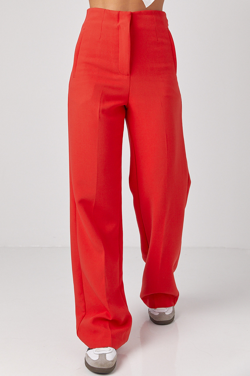 Класичні жіночі штани зі стрілками — червоний колір, XS (є розміри), фото 1