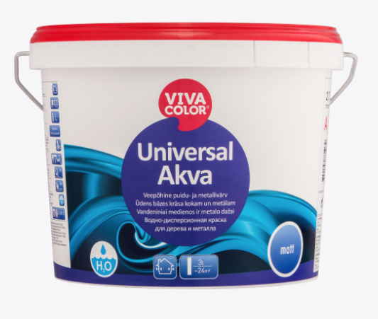 Водно-дисперсійна матова фарба для дерева та металу Universal Akva Matt