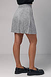 В'язана спідниця з імітацією плісирування — сірий колір, ONE SIZE (є розміри), фото 2