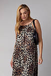 Атласний сарафан з леопардовим принтом — коричневий колір, S (є розміри), фото 3