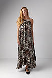 Атласний сарафан з леопардовим принтом — коричневий колір, S (є розміри), фото 5