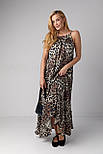 Атласний сарафан з леопардовим принтом — коричневий колір, S (є розміри), фото 6