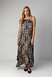 Атласний сарафан з леопардовим принтом — коричневий колір, S (є розміри), фото 8