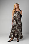 Атласний сарафан з леопардовим принтом — коричневий колір, S (є розміри), фото 9