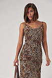 Леопардовий сарафан на бретелях з облямованою спиною — коричневий колір, S (є розміри), фото 3