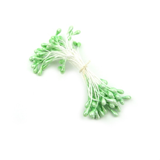 Тичинки для квітів глянцеві 3мм Мятний 50 ниток TNT004-9, фото 1