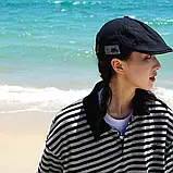 Вінтажний модний однотонний берет Чорний, фото 5