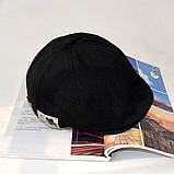 Вінтажний модний однотонний берет Чорний, фото 8