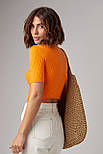Жіноча укорочена водолазка з коротким рукавом — жовтогарячий колір, L (є розміри), фото 2