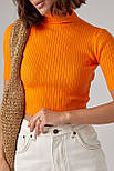 Жіноча укорочена водолазка з коротким рукавом — жовтогарячий колір, L (є розміри), фото 4