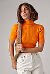 Жіноча укорочена водолазка з коротким рукавом — жовтогарячий колір, L (є розміри), фото 5