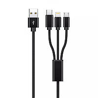 USB кабель  Proove Triple Connection 3in1 microUSB / Lightning / Type-C 3,0A 1,2m  Black