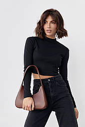 Жіноча укорочена водолазка — чорний колір, M (є розміри)