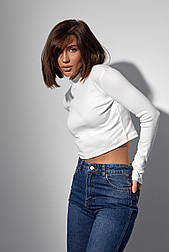 Жіноча укорочена водолазка — молочний колір, M (є розміри)