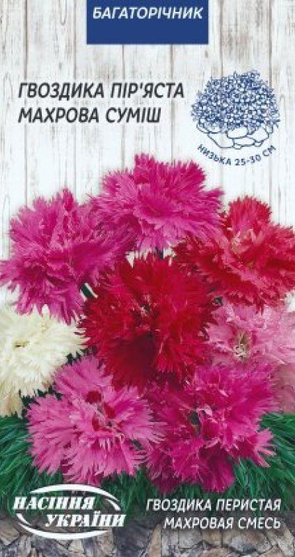 Насіння Квіти Гвоздика Пір'яста Махрова суміш 0,2 г Насіння України, фото 1